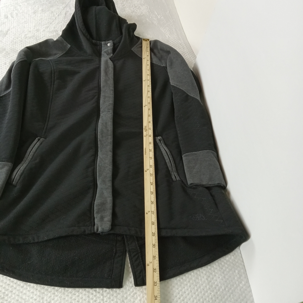 The North Face Recover Up Fleece Hooded Jacket Womens Large Black Gray Quilted - Picture 10 of 11